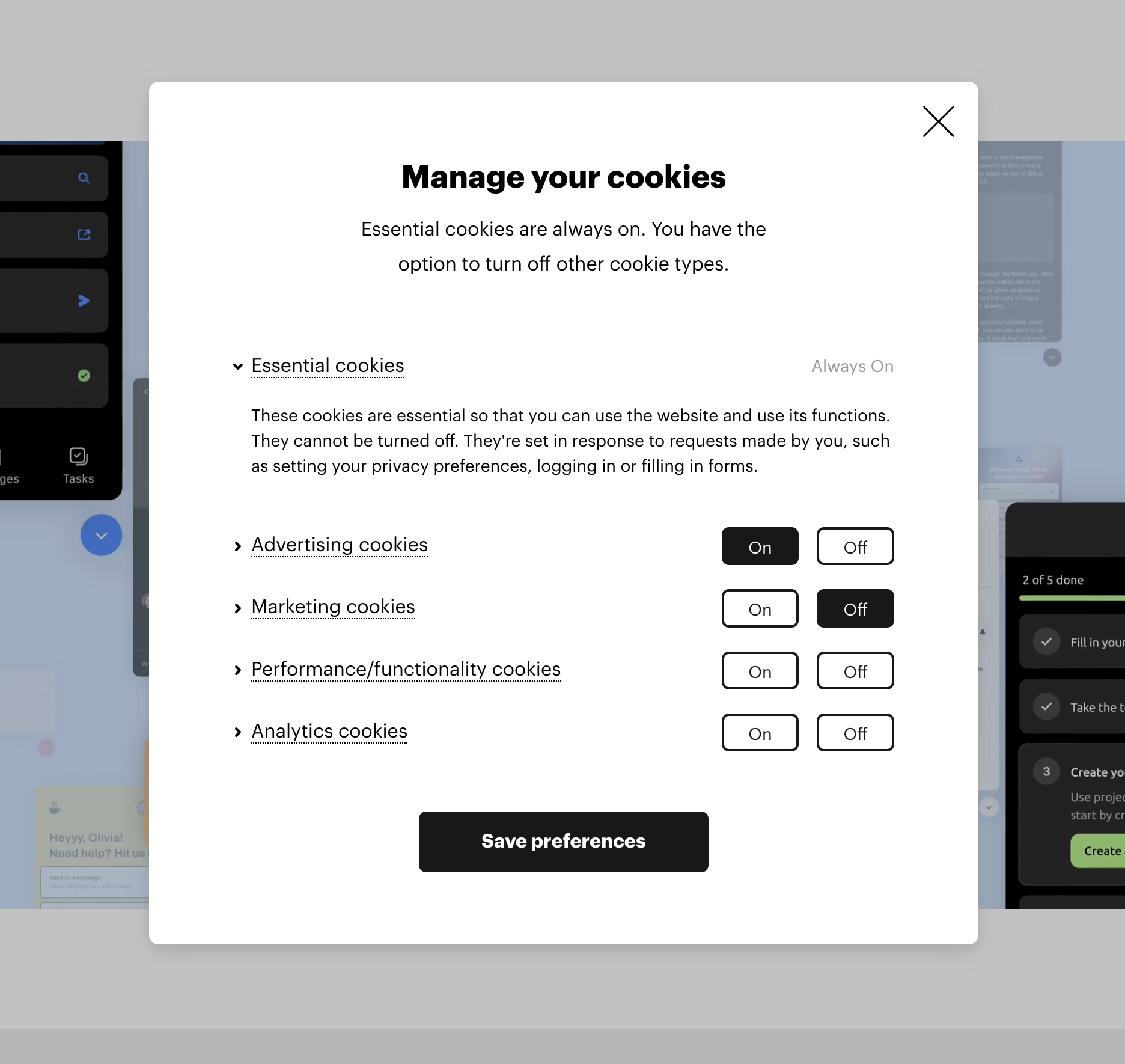Cookies interface inspiration 13