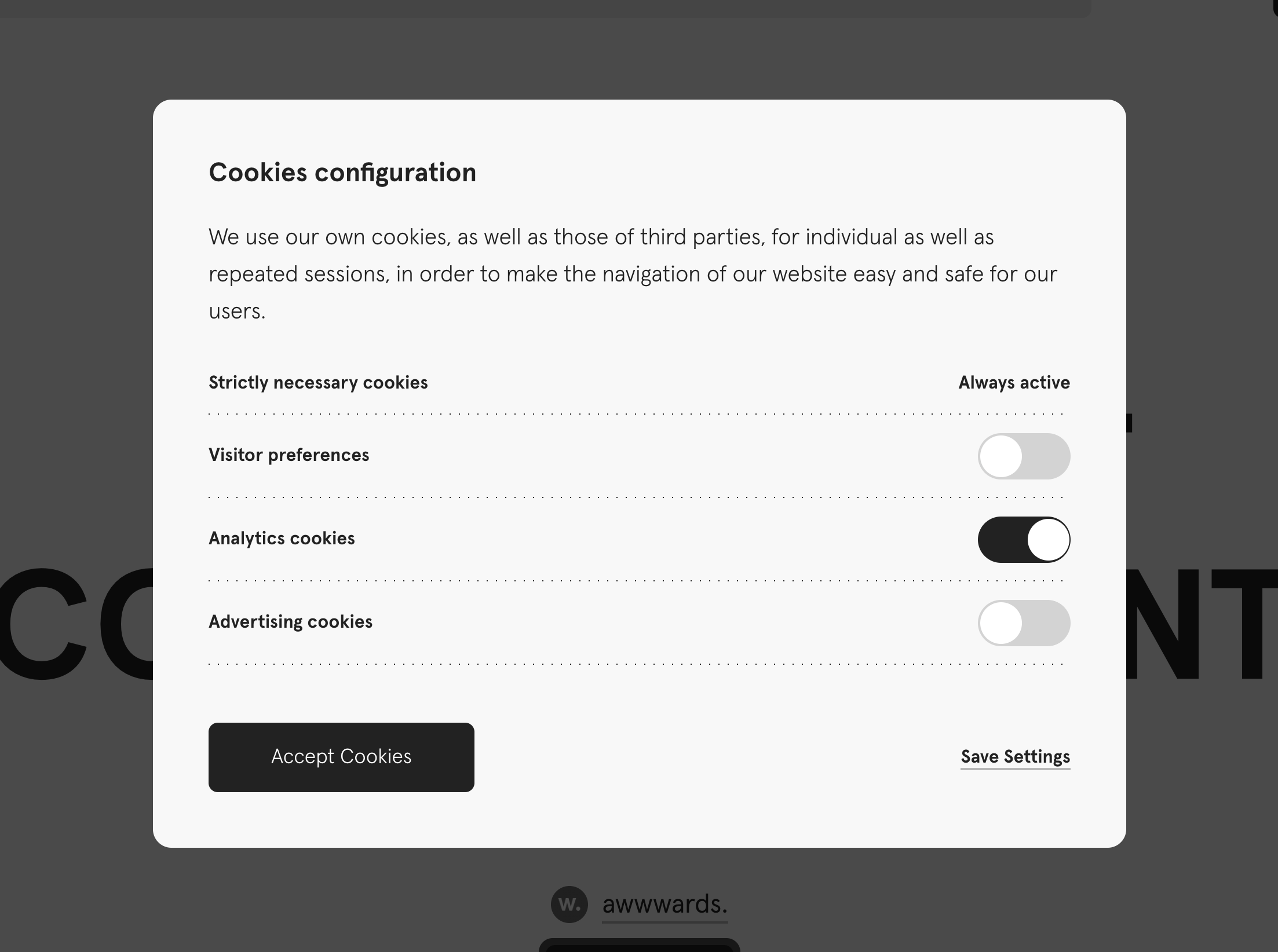 Cookies interface inspiration 17