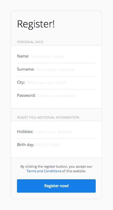 Sign Ups interface inspiration 25