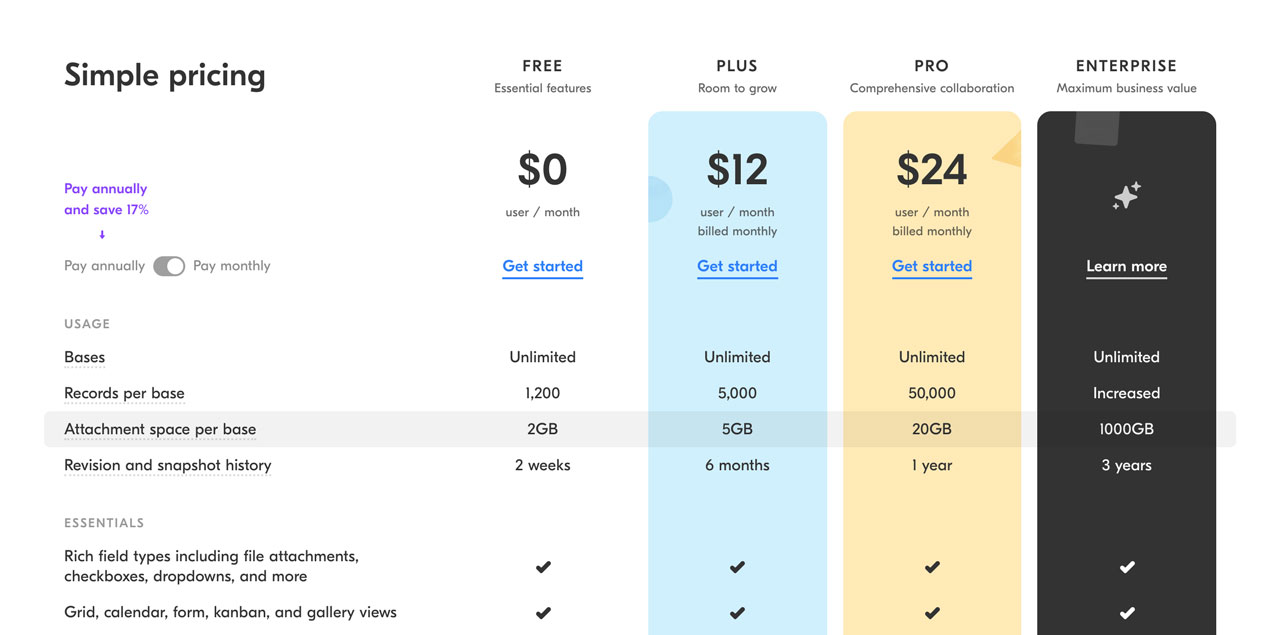 Pricing interface inspiration 16