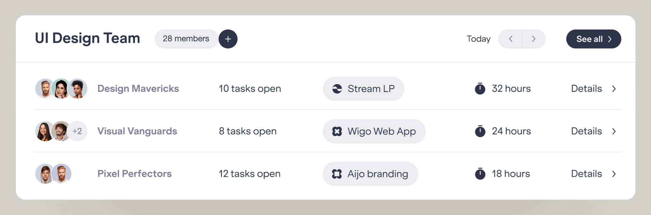 Tables interface inspiration 28