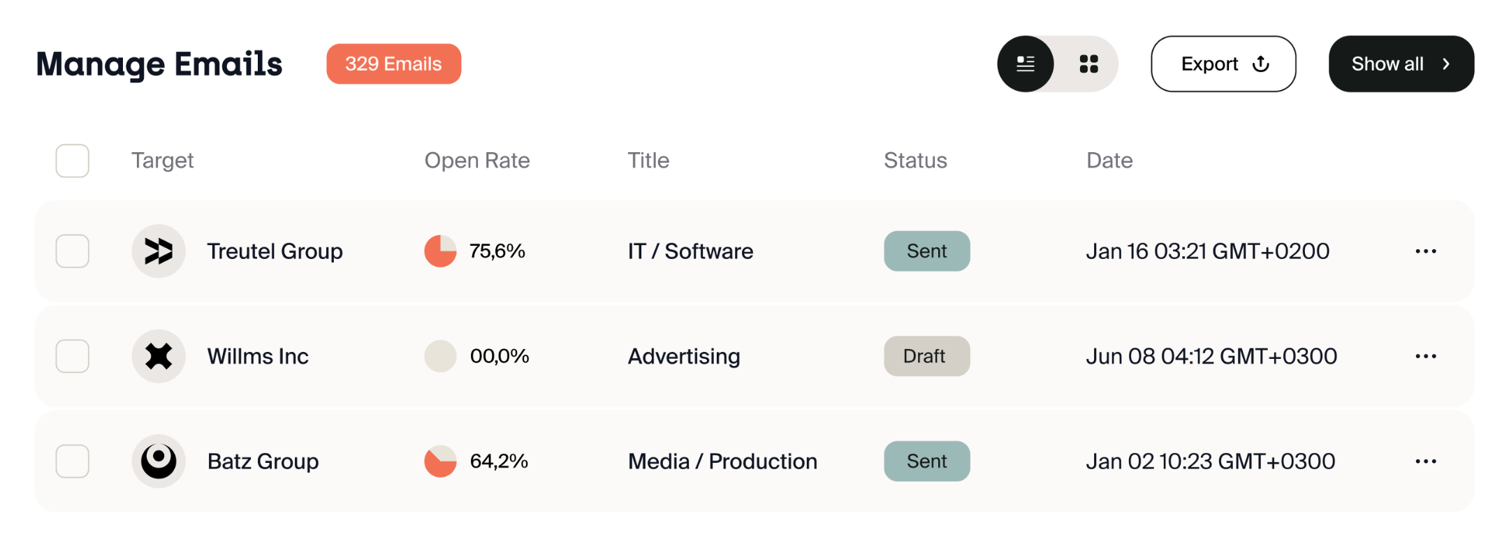 Tables interface inspiration 27