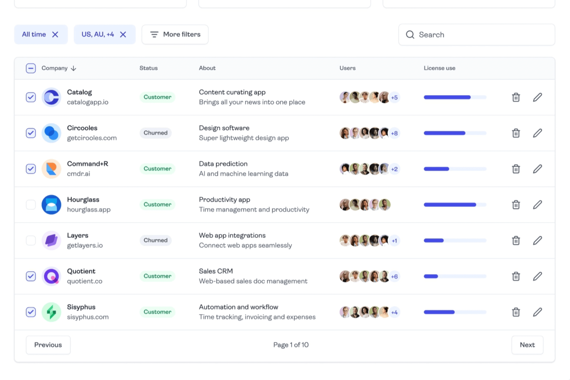 Tables interface inspiration 13