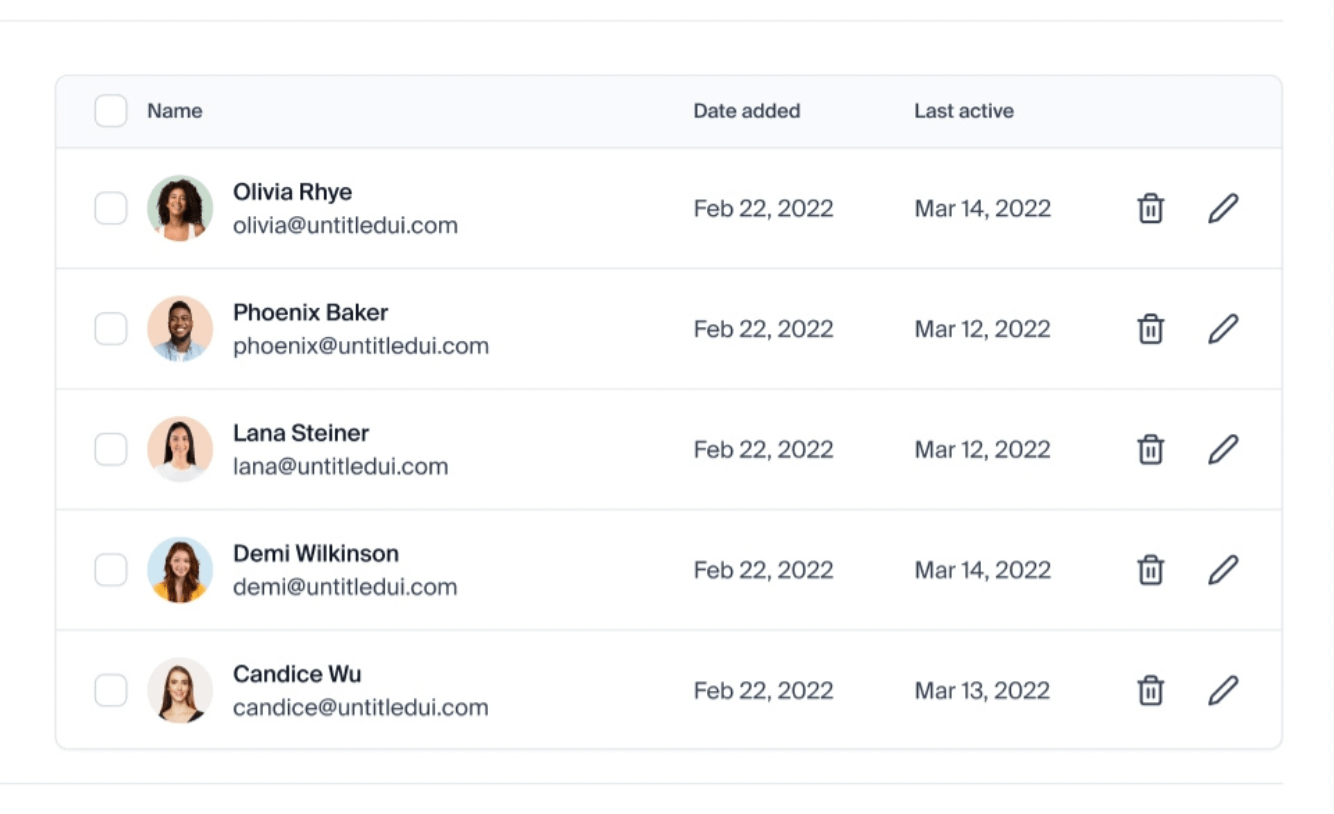 Tables interface inspiration 23